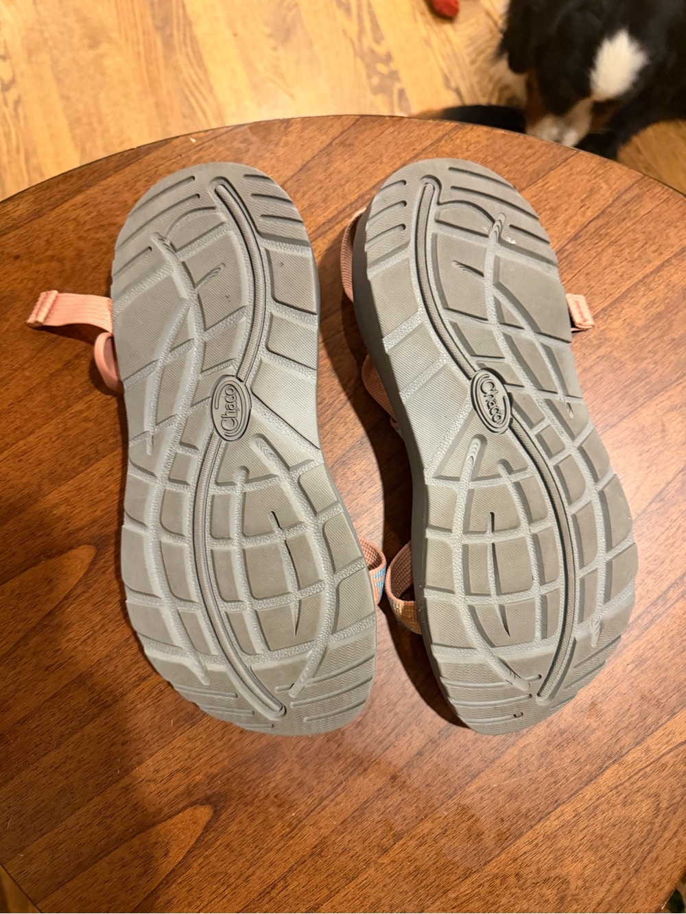 EUC Chaco Women's Peach Multicolor Strap Sandals with Gray Footbed - Picture 4 of 4